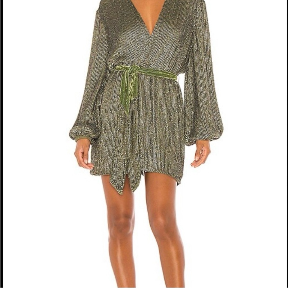 Retrofete - TAGs ON Metallic Olive Mini Dress